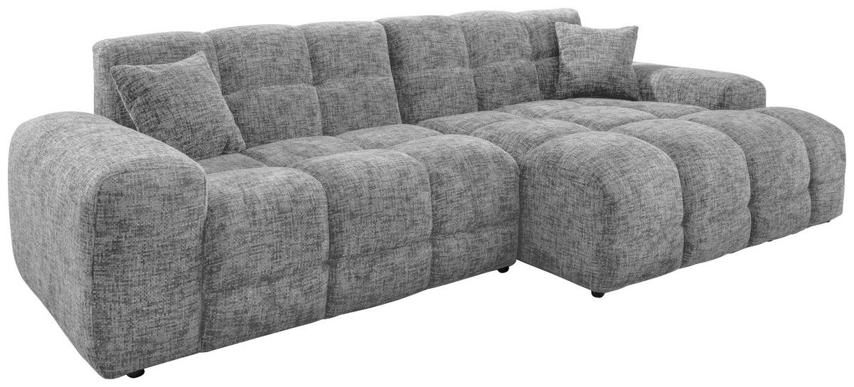 ECKSOFA in Struktur Silberfarben  - Silberfarben/Schwarz, Modern, Kunststoff/Textil (301/152cm) - Livetastic
