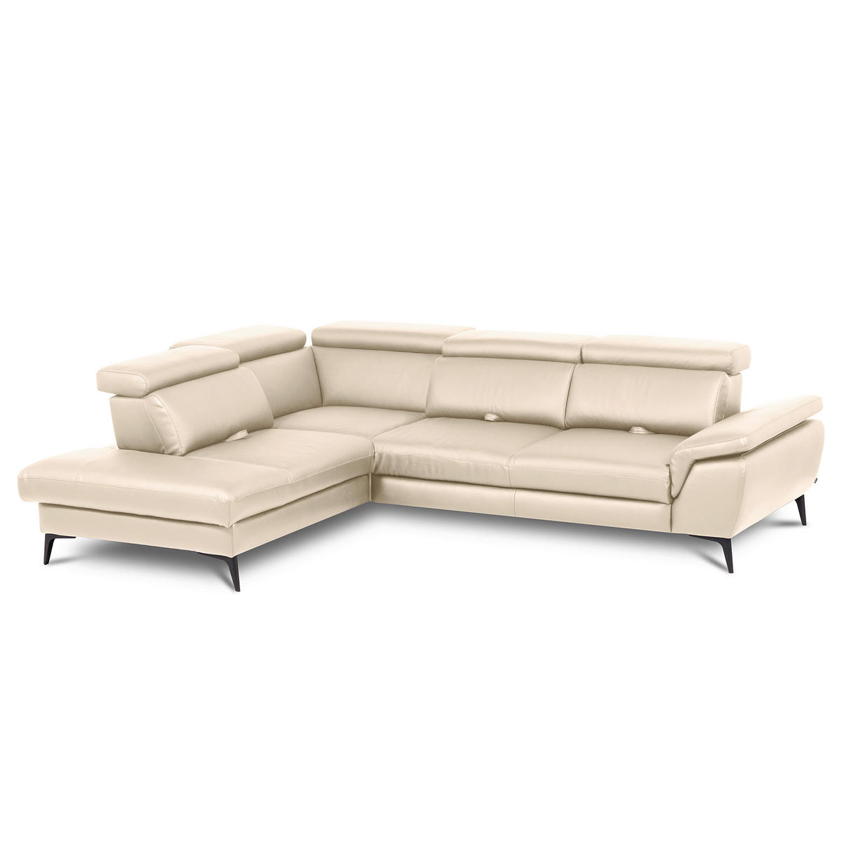 ECKSOFA  in Lederlook Echtleder Grau  220/274 cm  - Schwarz/Grau, Design, Leder/Textil (220/274cm) - Livetastic