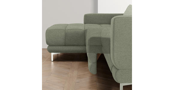 ECKSOFA in Webstoff Grün  187/260 cm  - Chromfarben/Grün, Design, Textil/Metall (187/260cm) - Xora
