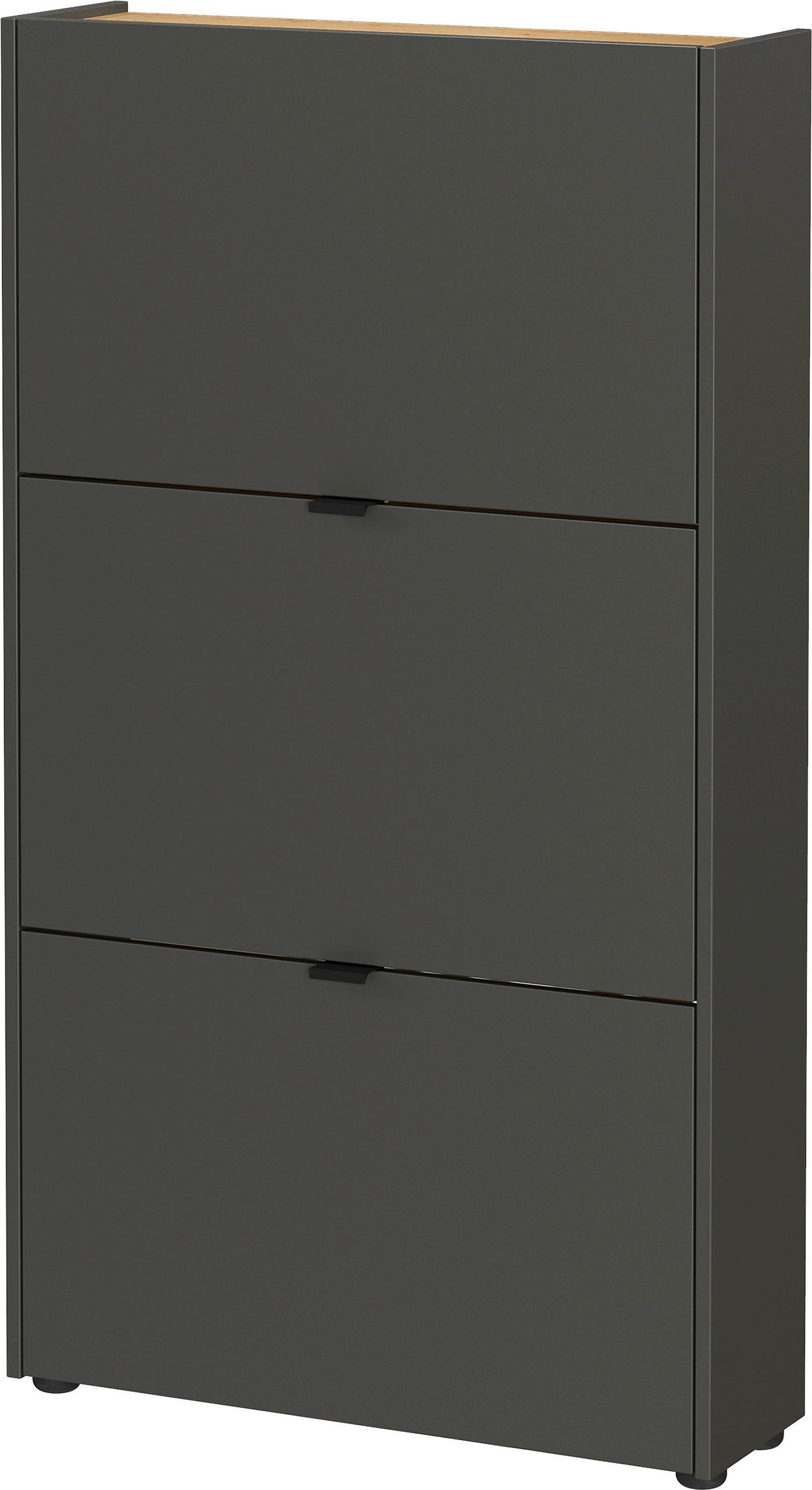 SCHUHSCHRANK Graphitfarben, Eichefarben  - Eichefarben/Schwarz, Design, Holzwerkstoff/Kunststoff (71/127/22cm)