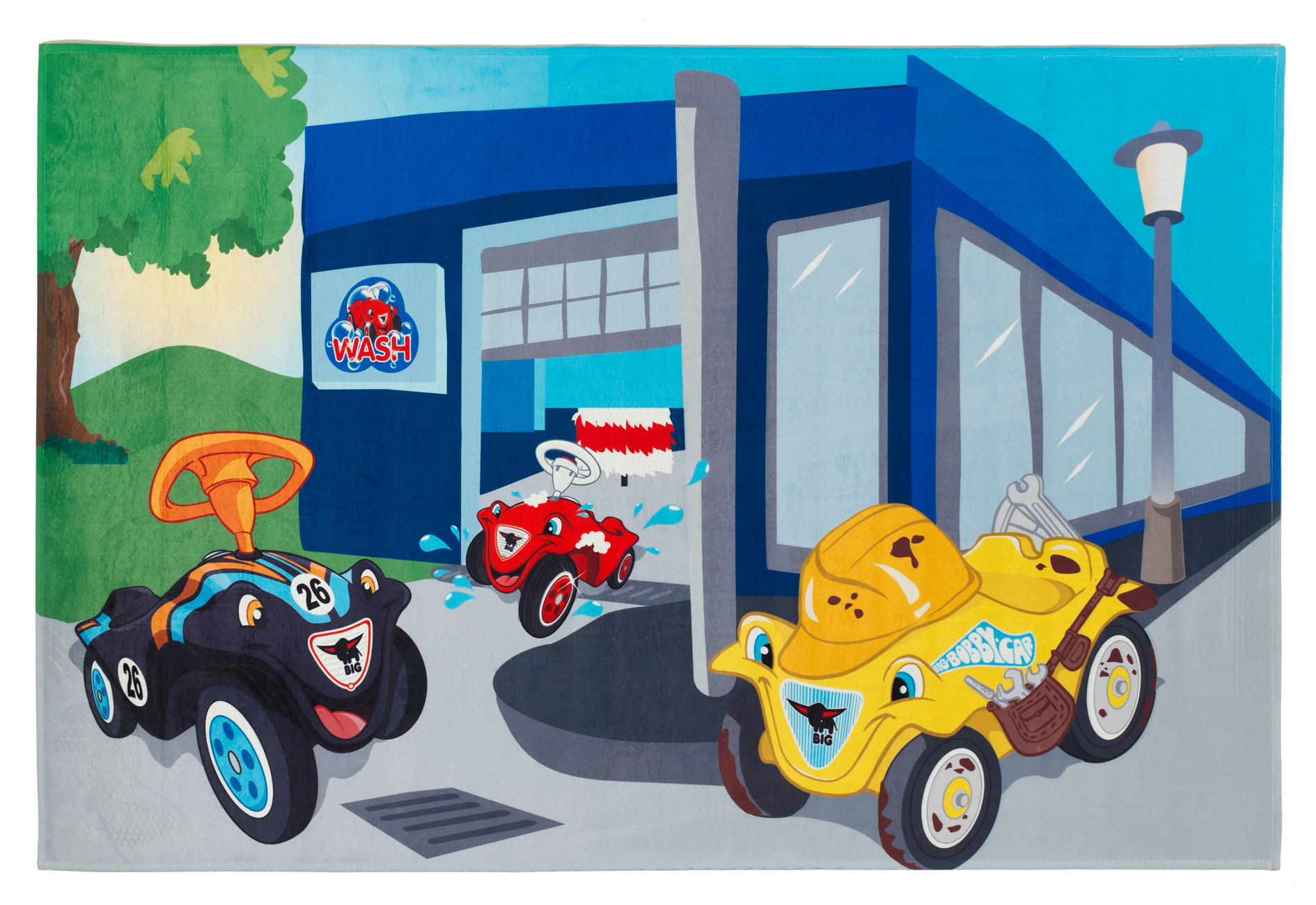 KINDERTEPPICH 100/160 cm Bobby Car  - Blau/Rot, Trend, Kunststoff/Textil (100/160cm)