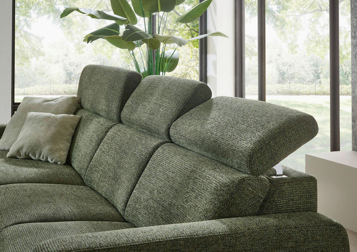 ECKSOFA Grün Chenille  - Schwarz/Grün, KONVENTIONELL, Textil/Metall (177/300cm) - Valdera
