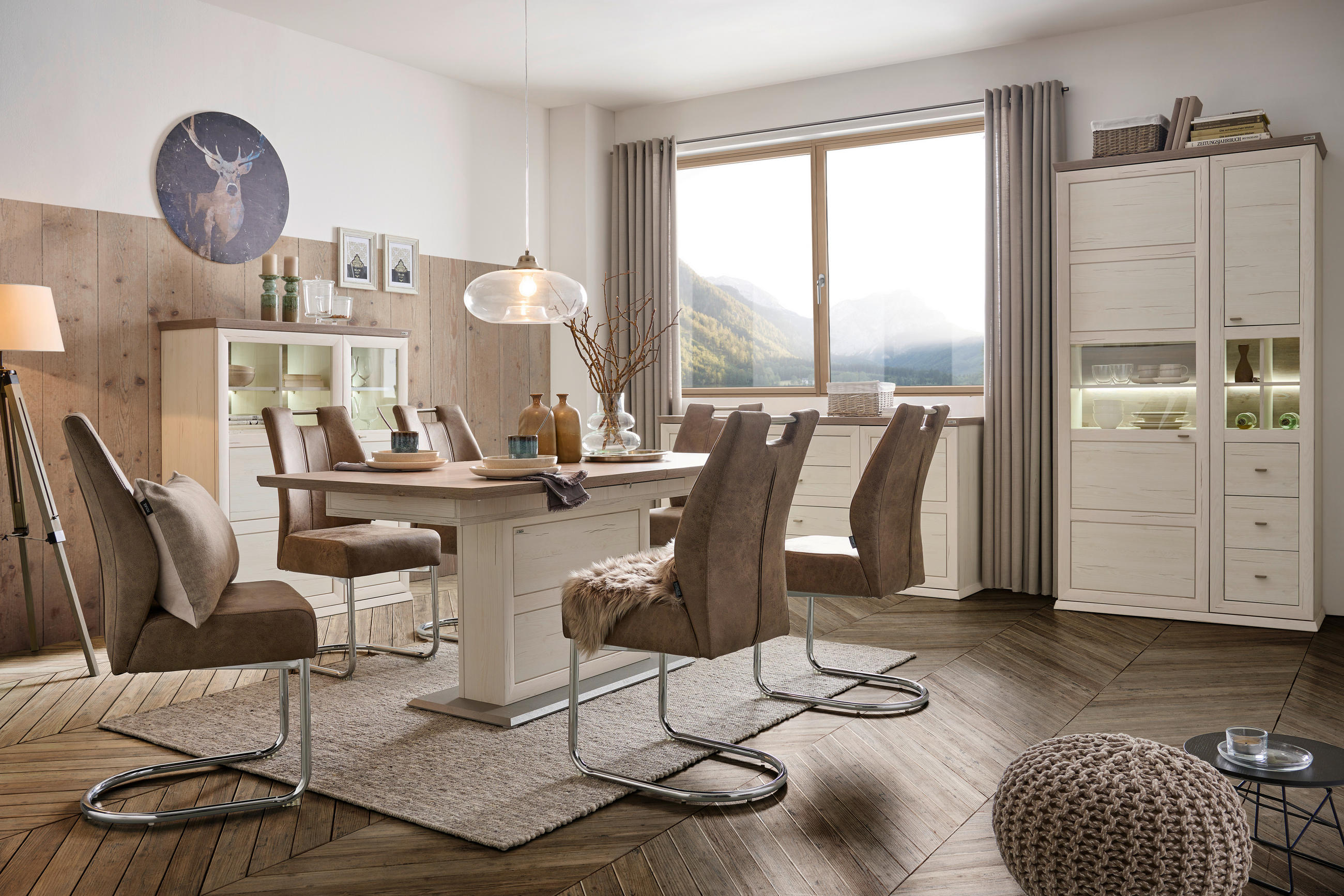 SCHWINGSTUHL in Eisen Mikrofaser - Chromfarben/Braun, Design, Textil/Metall (44/96/59cm) - Hom`in