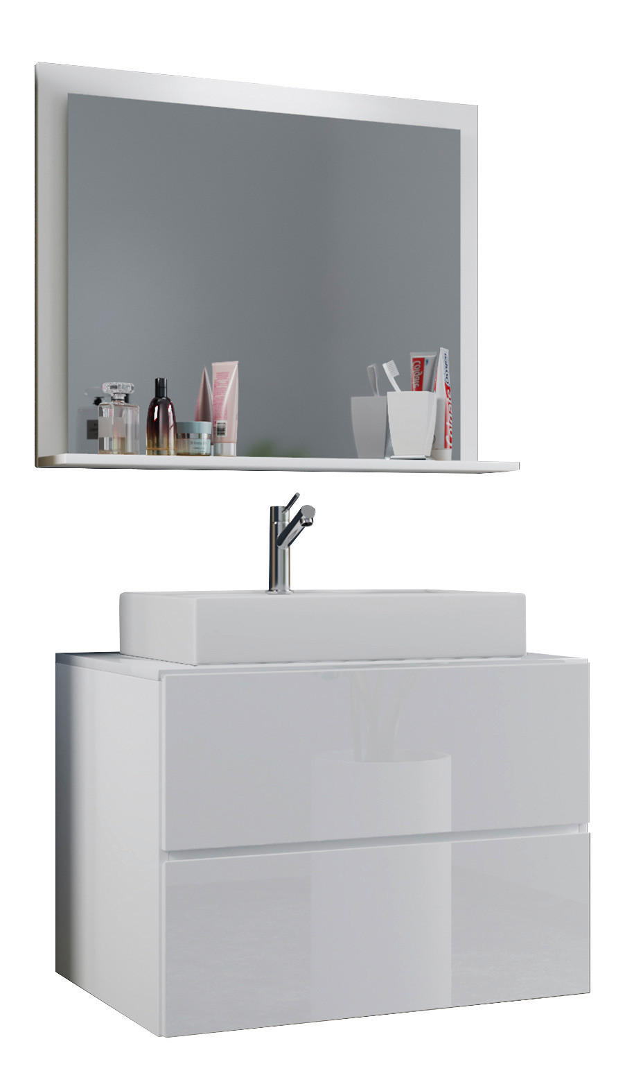 BADEZIMMER 3-teilig in 60 cm - Weiss, Modern, Glas/Keramik (60cm) - MID.YOU