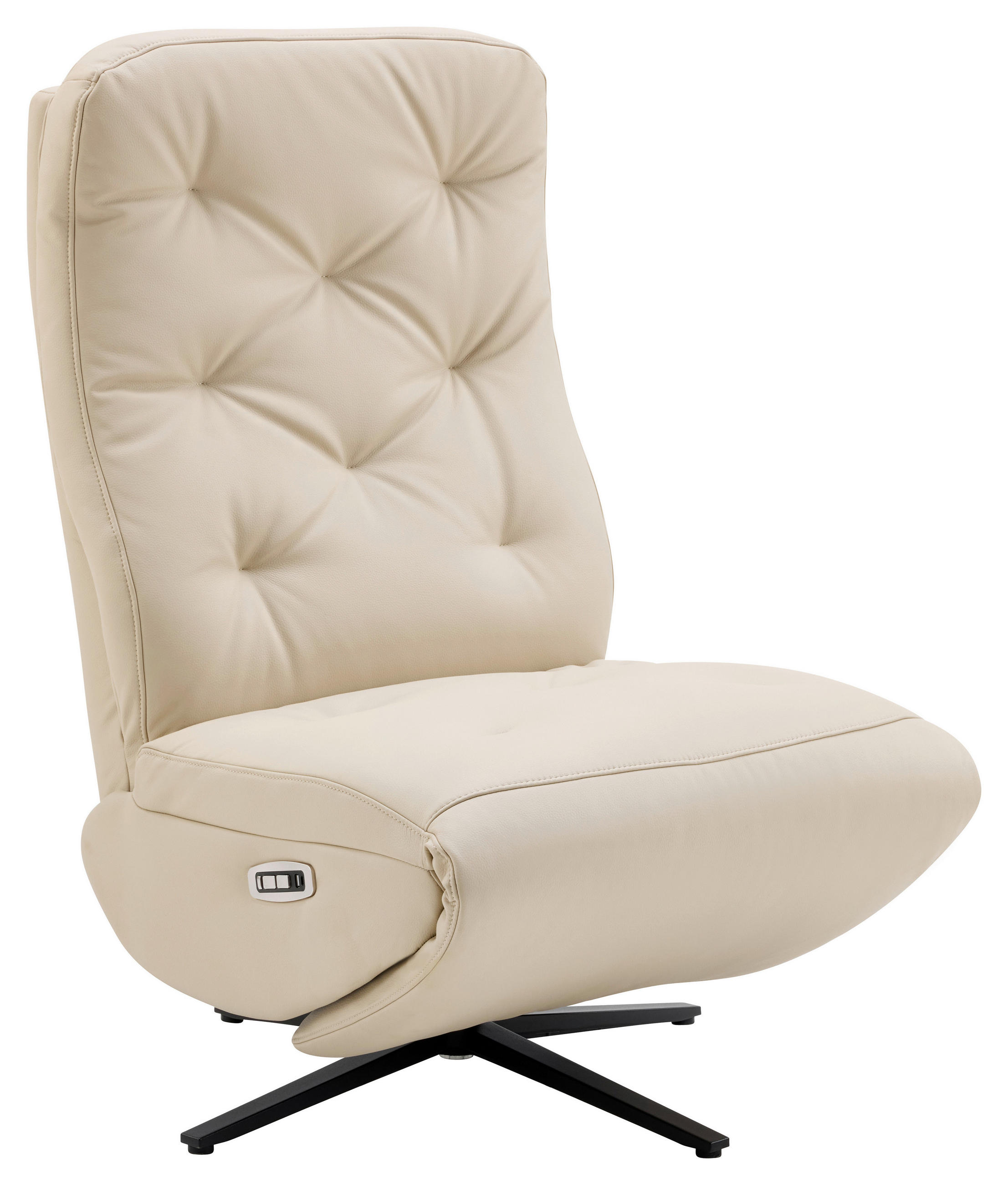 RELAXSESSEL Webstoff Relaxfunktion, Fußteilverstellung    - Creme/Schwarz, Design, Textil/Metall (68/113/84cm) - Livetastic