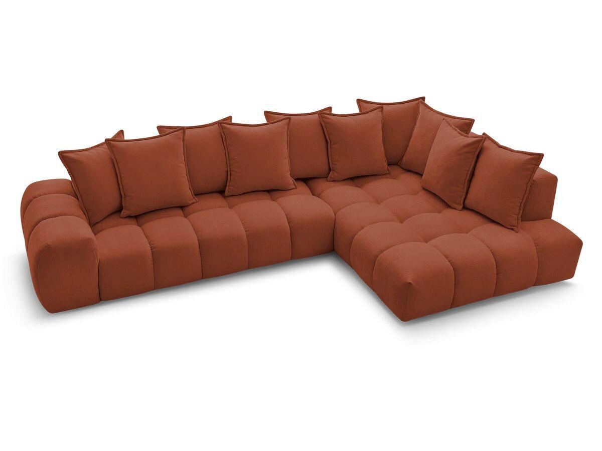 ECKSOFA Ottomane rechts  EVEREST Orange Struktur  - Schwarz/Orange, MODERN, Kunststoff/Textil (352/210cm) - Livetastic