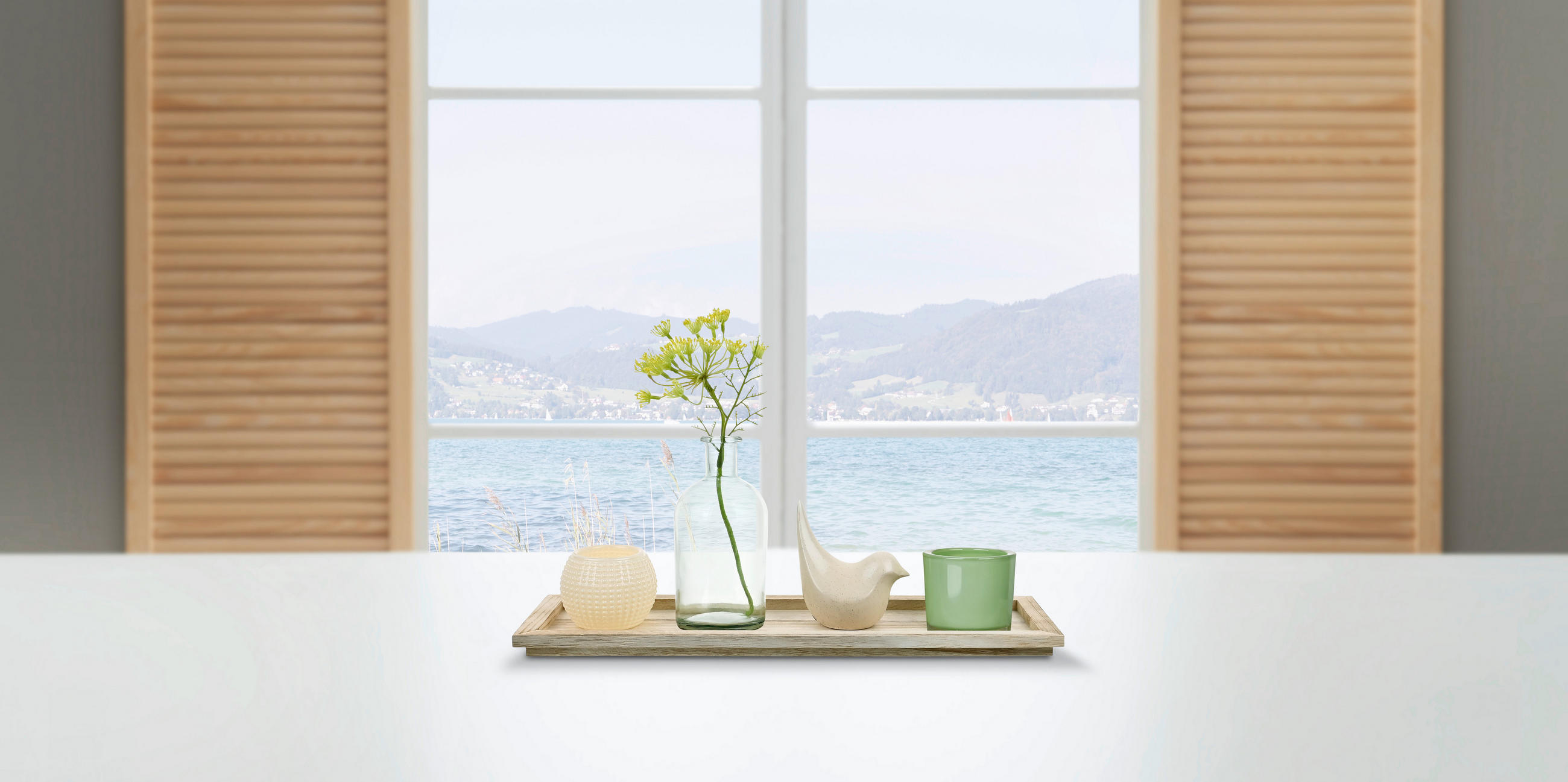 KERZENHALTER-SET - Multicolor, LIFESTYLE, Glas/Holz (40/12,5/11cm) - Ambia Home