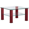 COUCHTISCH in Metall, Glas 75/75/42,5 cm  - Weinrot, Design, Glas/Kunststoff (75/75/42,5cm)