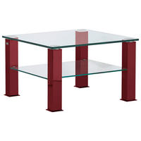 COUCHTISCH in Metall, Glas 75/75/42,5 cm  - Weinrot, Design, Glas/Kunststoff (75/75/42,5cm)