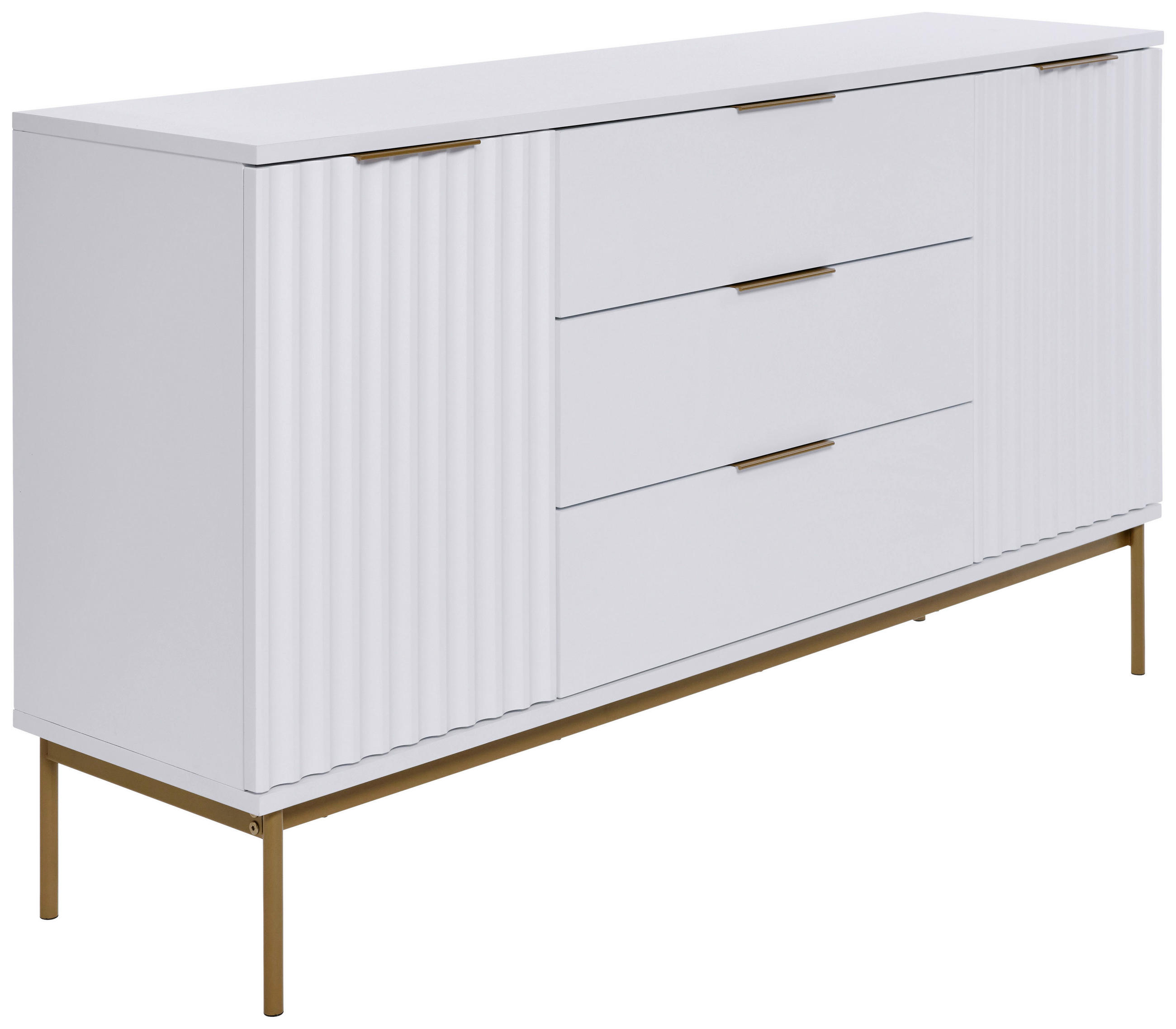 XXXLutz Sideboard Carve Weiß, Gold 150x83x40 cm