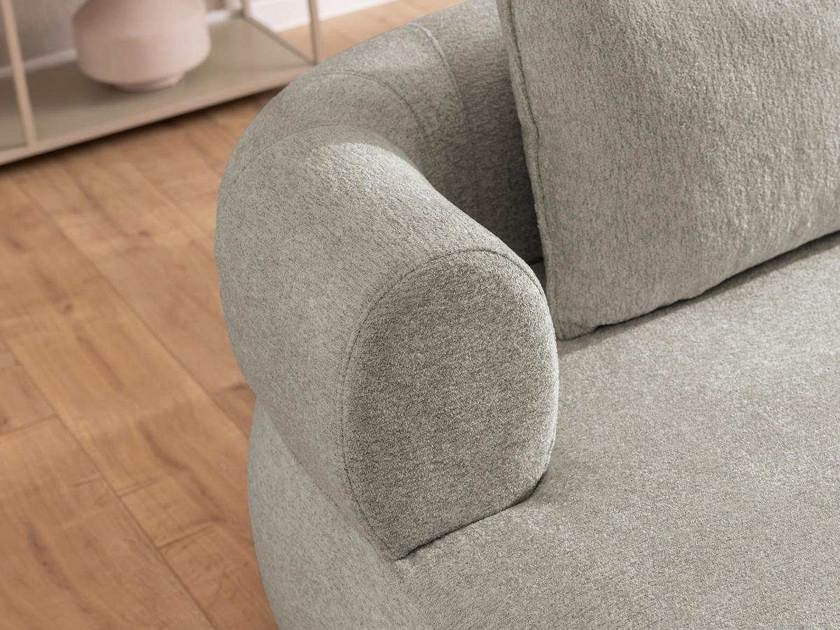 3-SITZER-SOFA Chenille Hellgrau  - Hellgrau/Schwarz, Design, Kunststoff/Textil (200/76/96cm) - Livetastic