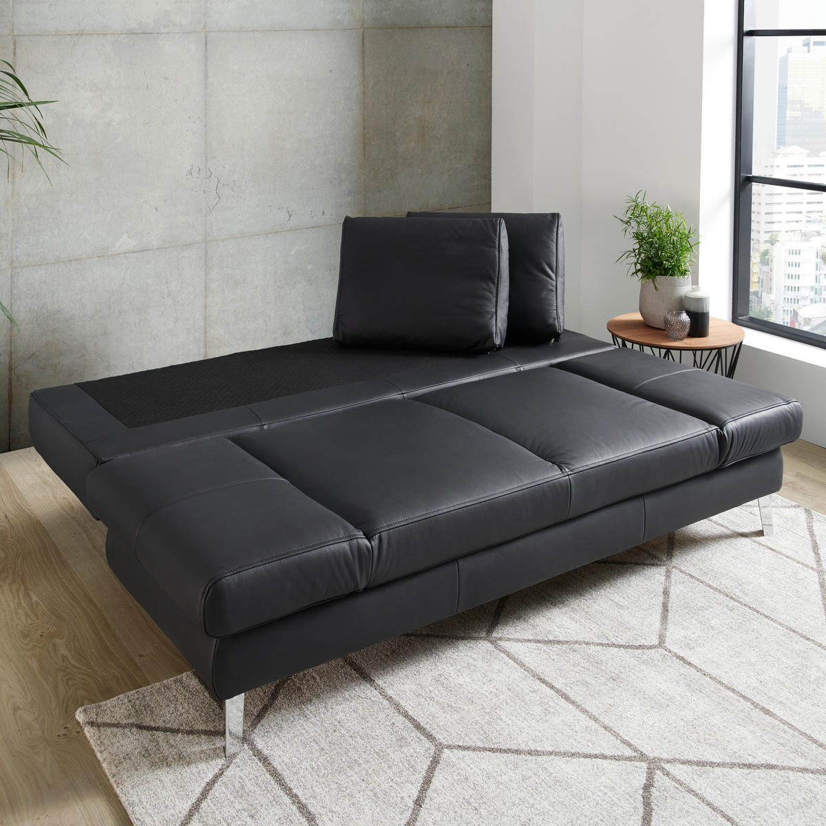 SCHLAFSOFA Rot Echtleder  - Chromfarben/Rot, MODERN, Leder/Metall (200/85/90cm) - Novel