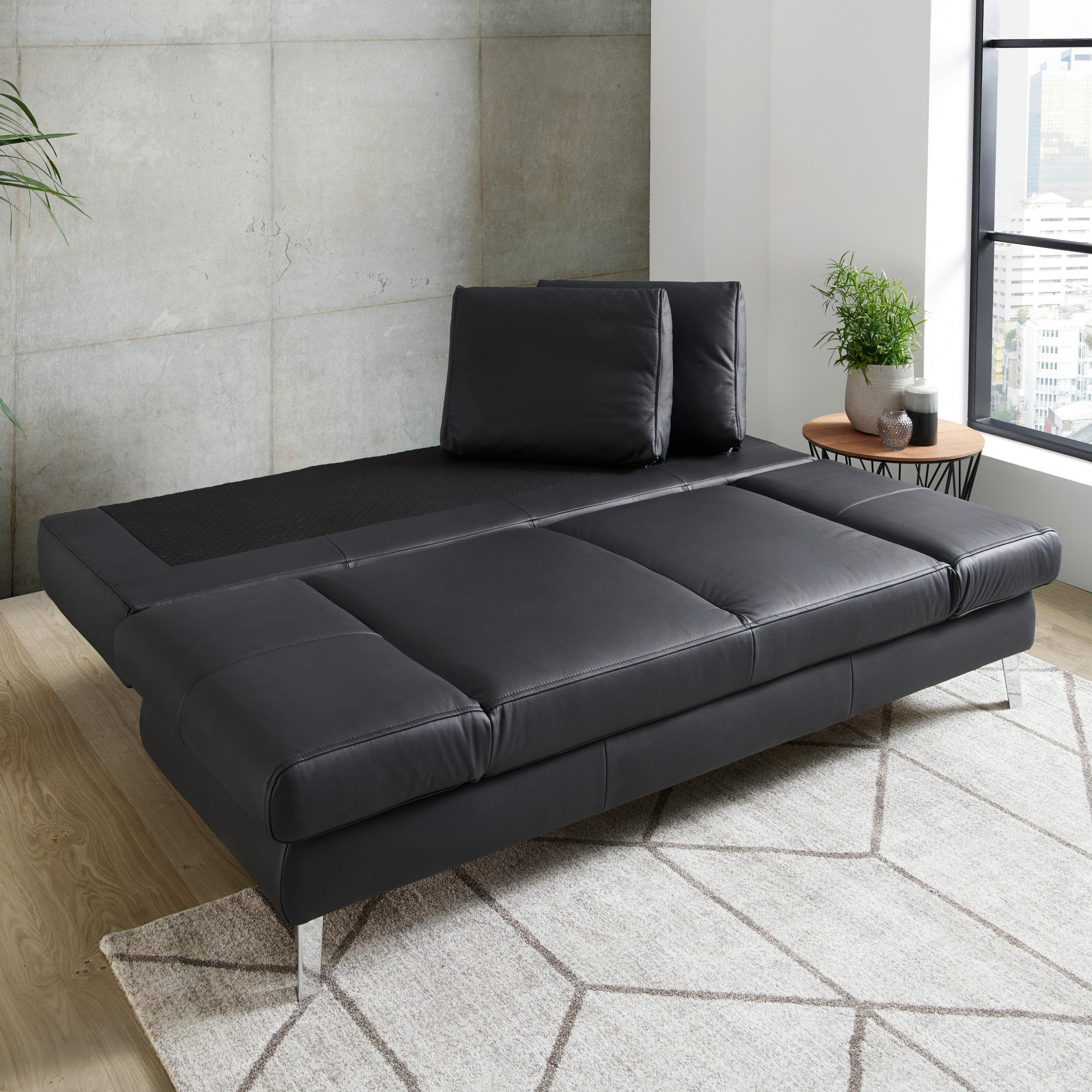 Thumbnail - Novel Schlafsofa, Braun, Leder, Echtleder, Rindleder, Uni, 2-Sitzer, 200x85x90 cm, Lederauswahl, Schlafen auf Sitzhöhe, ...