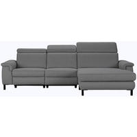 ECKSOFA Flachgewebe Grau  - Schwarz/Grau, Konventionell, Textil/Metall (304/182cm) - Pure Home Comfort