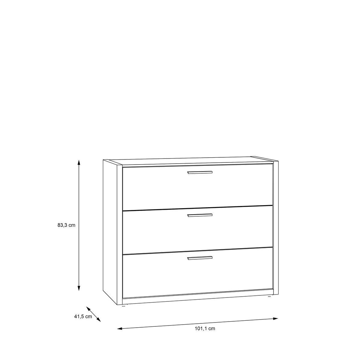 KOMODA   101,1/83,3/41,5 cm   bijela, boje hrasta  - bijela/siva, Moderno, drvni materijal/metal (101,1/83,3/41,5cm) - Carryhome