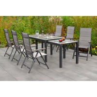 GARTENTISCH 160-320/90/78 cm  - Graphitfarben, MODERN, Glas/Metall (160-320/90/78cm) - Gardenson