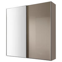 SCHWEBETÜRENSCHRANK in Sandfarben  - Sandfarben/Chromfarben, Basics, Glas/Holzwerkstoff (167/222/68cm) - Moderano