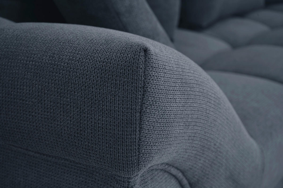 ECKSOFA in Flachgewebe, Mikrofaser Blau  - Blau/Chromfarben, Design, Kunststoff/Textil (312/198cm) - Livetastic