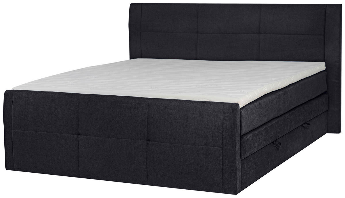 BOXSPRINGBETT 180/200 cm  in Dunkelgrau  - Dunkelgrau/Schwarz, KONVENTIONELL, Kunststoff/Textil (180/200cm) - Boxxx