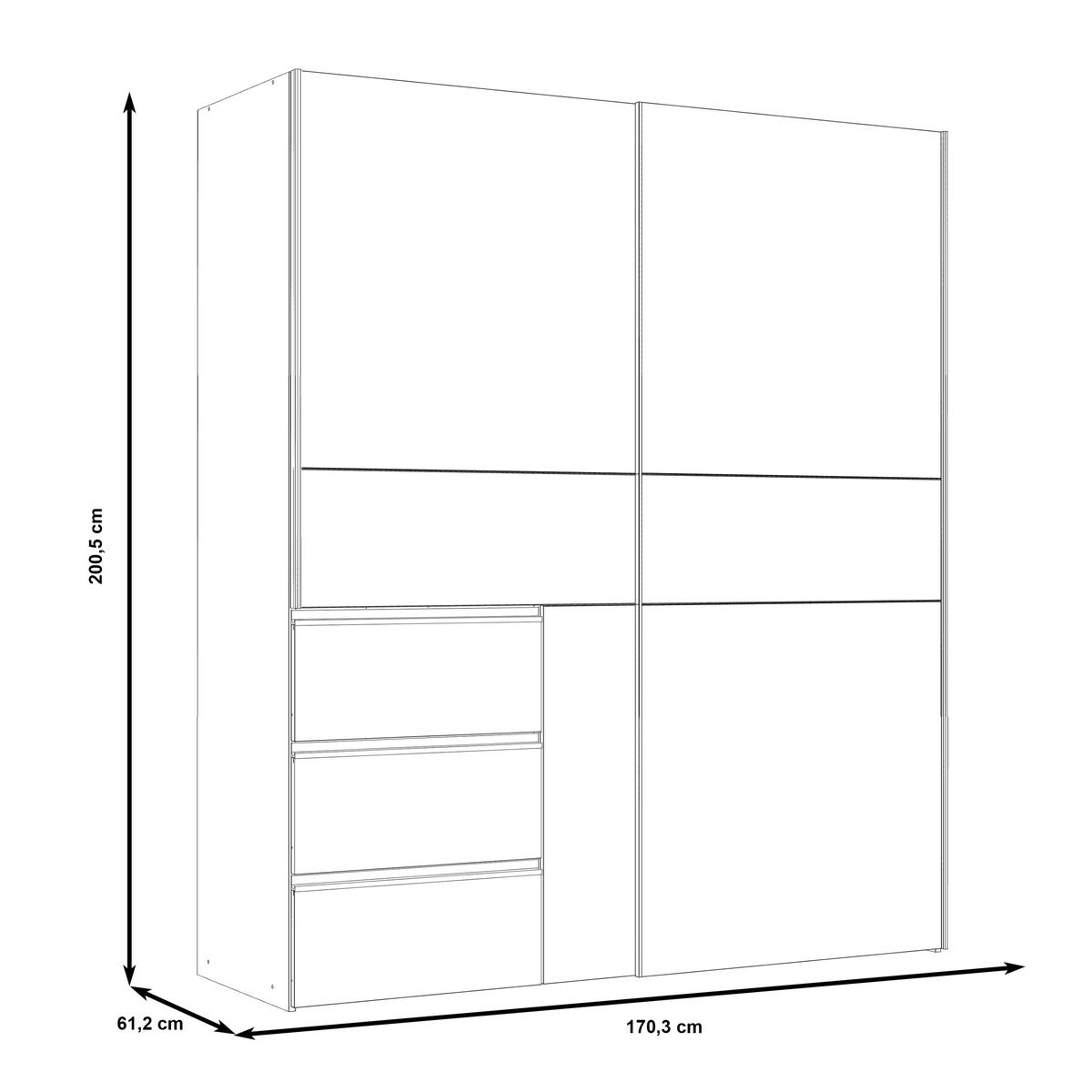 ORMAR S KLIZNIM VRATIMA bijela   - bijela/crna, Konvencionalno, drvni materijal/metal (170/200/61,0cm) - Carryhome