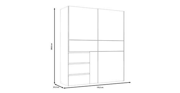 SCHWEBETÜRENSCHRANK  in Weiß  - Alufarben/Weiß, KONVENTIONELL, Holzwerkstoff/Metall (170/200/61cm) - Carryhome