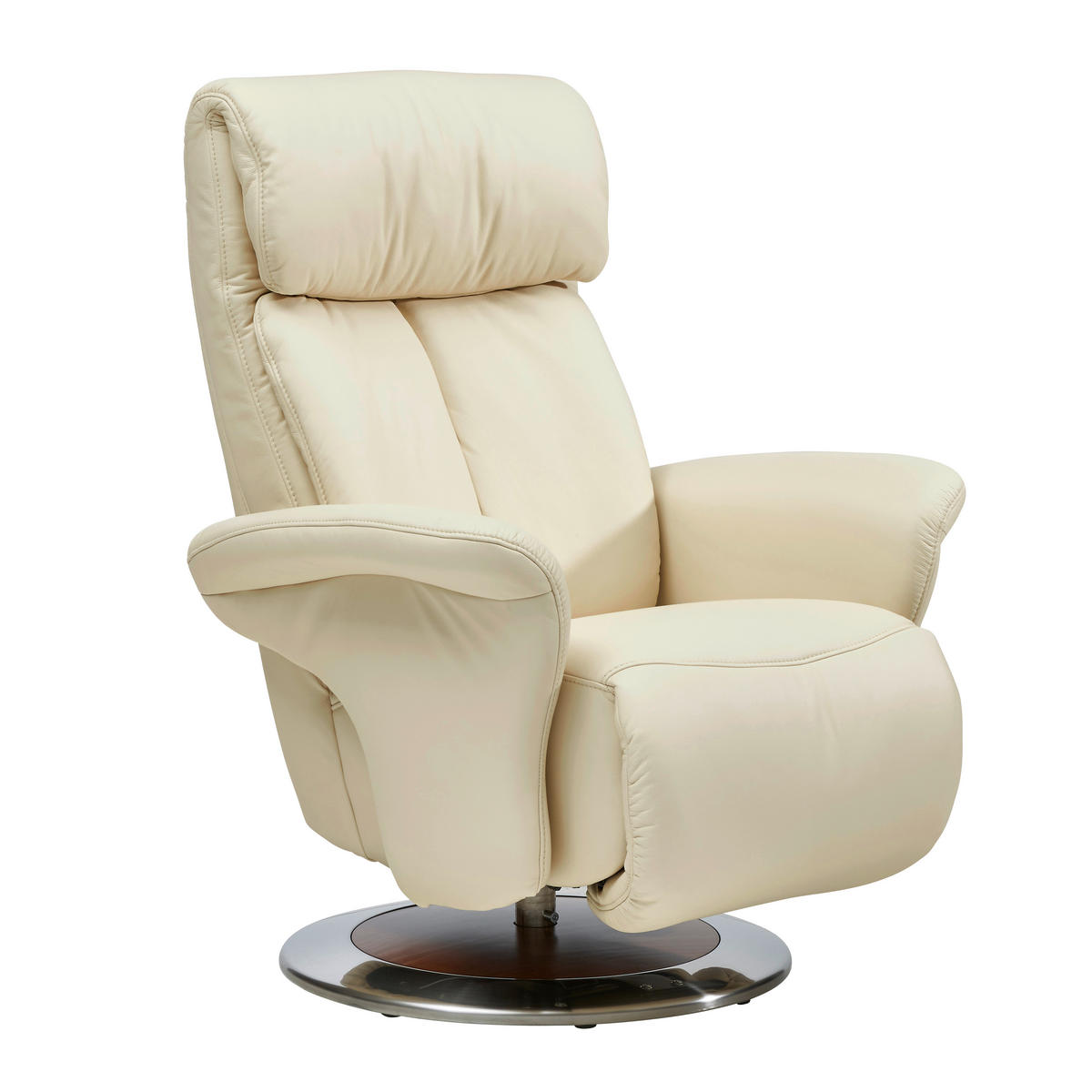 FERNSEHSESSEL in Creme, Edelstahlfarben  - Edelstahlfarben/Creme, Basics, Leder/Holz (82/109/90cm) - Himolla