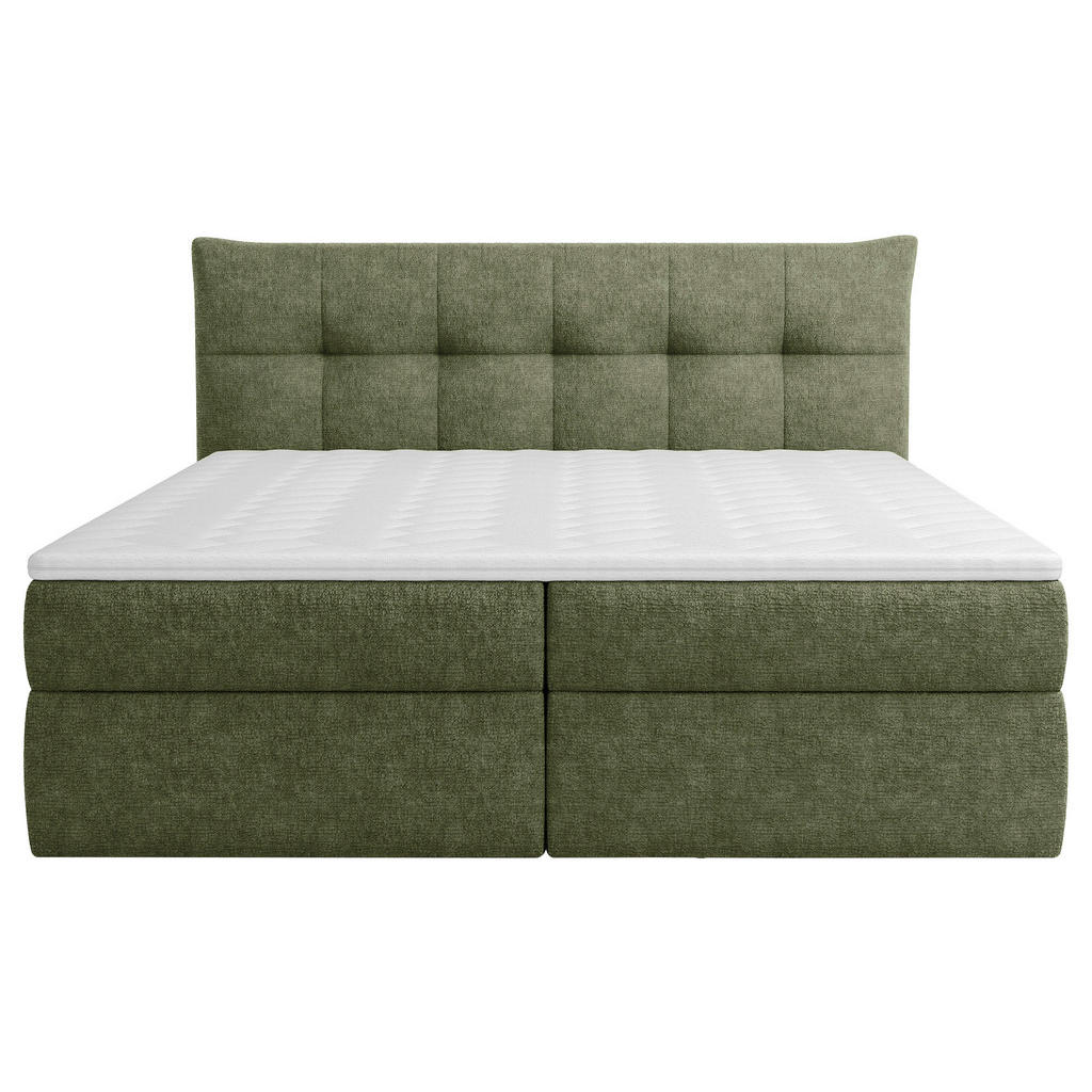 Thumbnail - Boxxx Boxbett, Olivgrün, Textil, Kiefer, massiv, H3, Höhe ca. 20 cm, 180x200 cm, Bettkasten, Matratze, gepolstertes Kopf...
