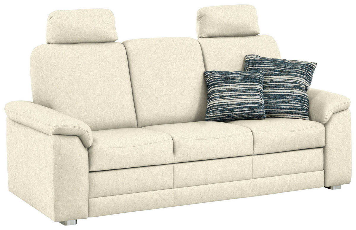 3-SITZER-SOFA Chenille Beige  - Beige/Alufarben, Konventionell, Textil/Metall (208/96/89cm) - Beldomo Comfort