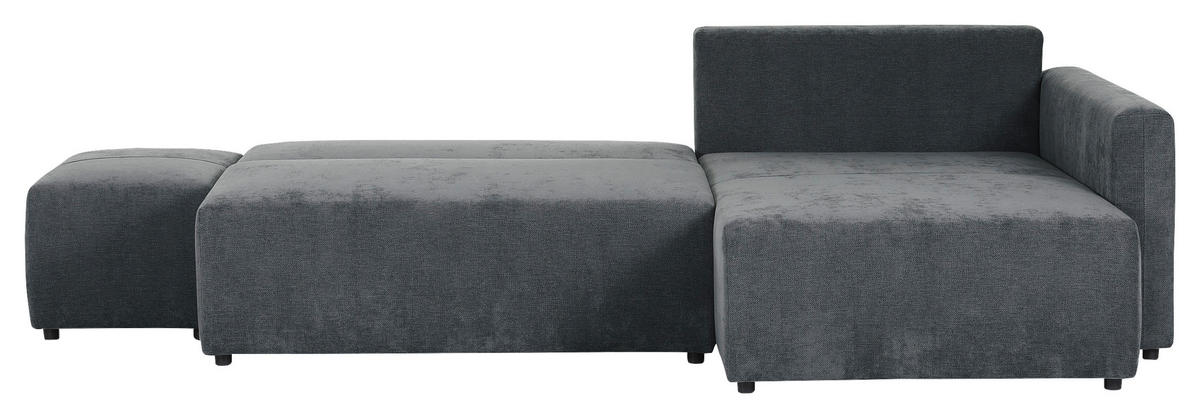 ECKSOFA in Flachgewebe Dunkelgrau  - Dunkelgrau/Schwarz, KONVENTIONELL, Kunststoff/Textil (295/200cm) - Carryhome