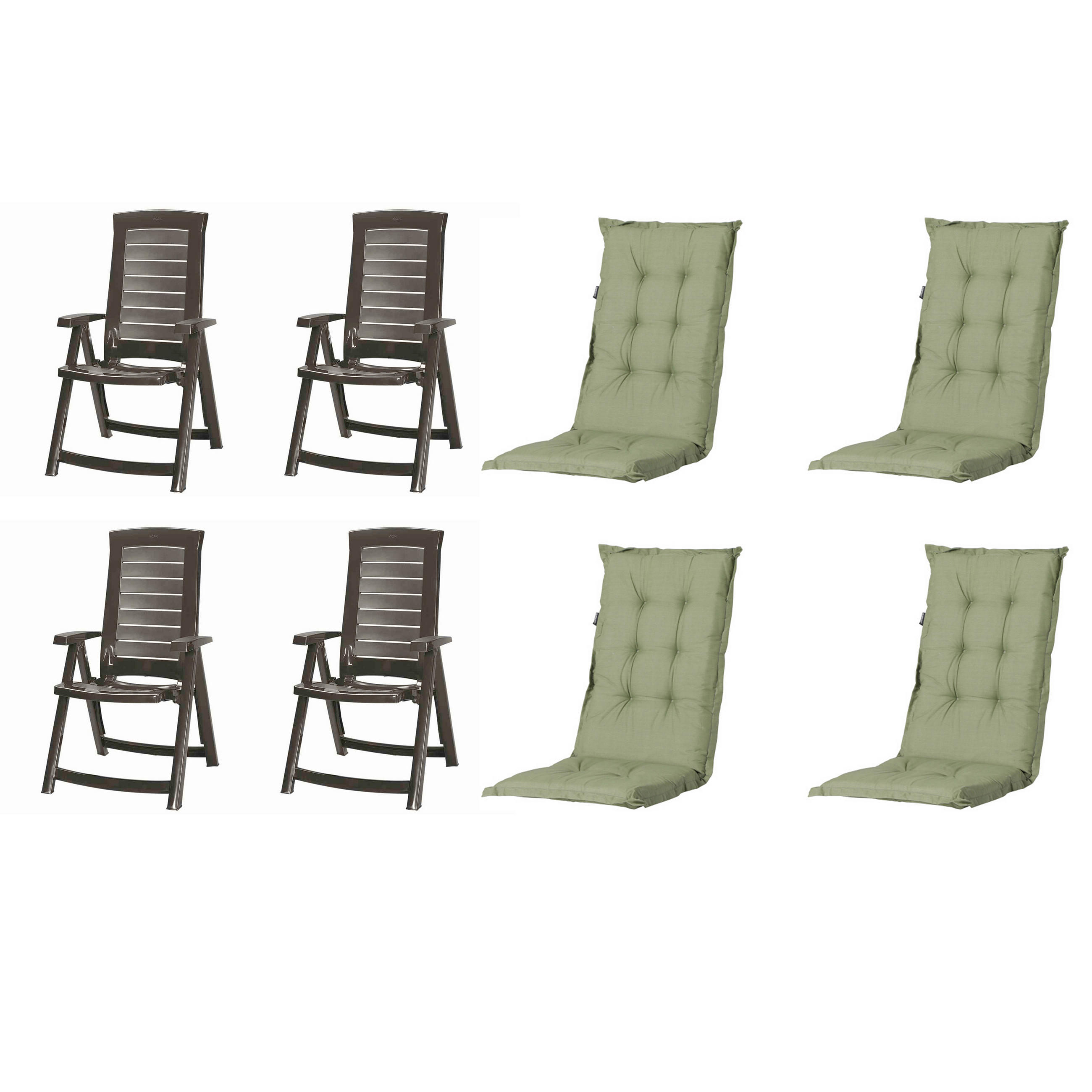 GARTENSTUHL-SET Kunststoff, Textil Grau, Grün  - Grau/Grün, MODERN, Kunststoff/Textil (72/61/110cm) - Gardenson