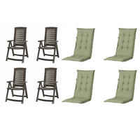 GARTENSTUHL-SET Kunststoff, Textil Grau, Grün  - Grau/Grün, MODERN, Kunststoff/Textil (72/61/110cm) - Gardenson