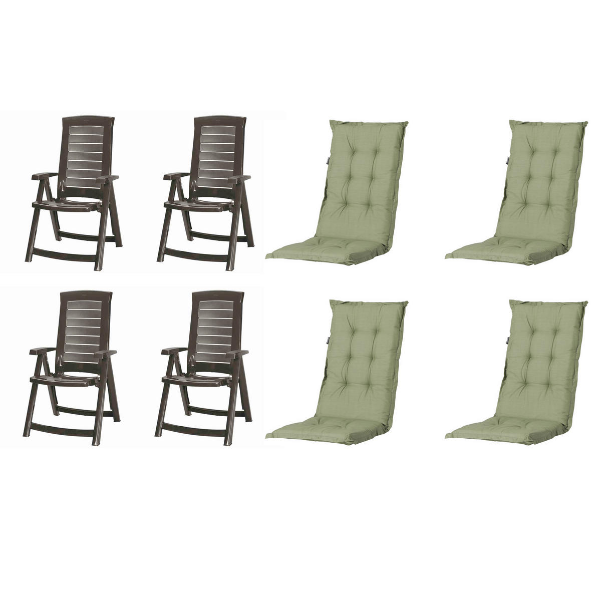 GARTENSTUHL-SET Kunststoff, Textil Grau, Grün  - Grau/Grün, MODERN, Kunststoff/Textil (72/61/110cm) - Gardenson