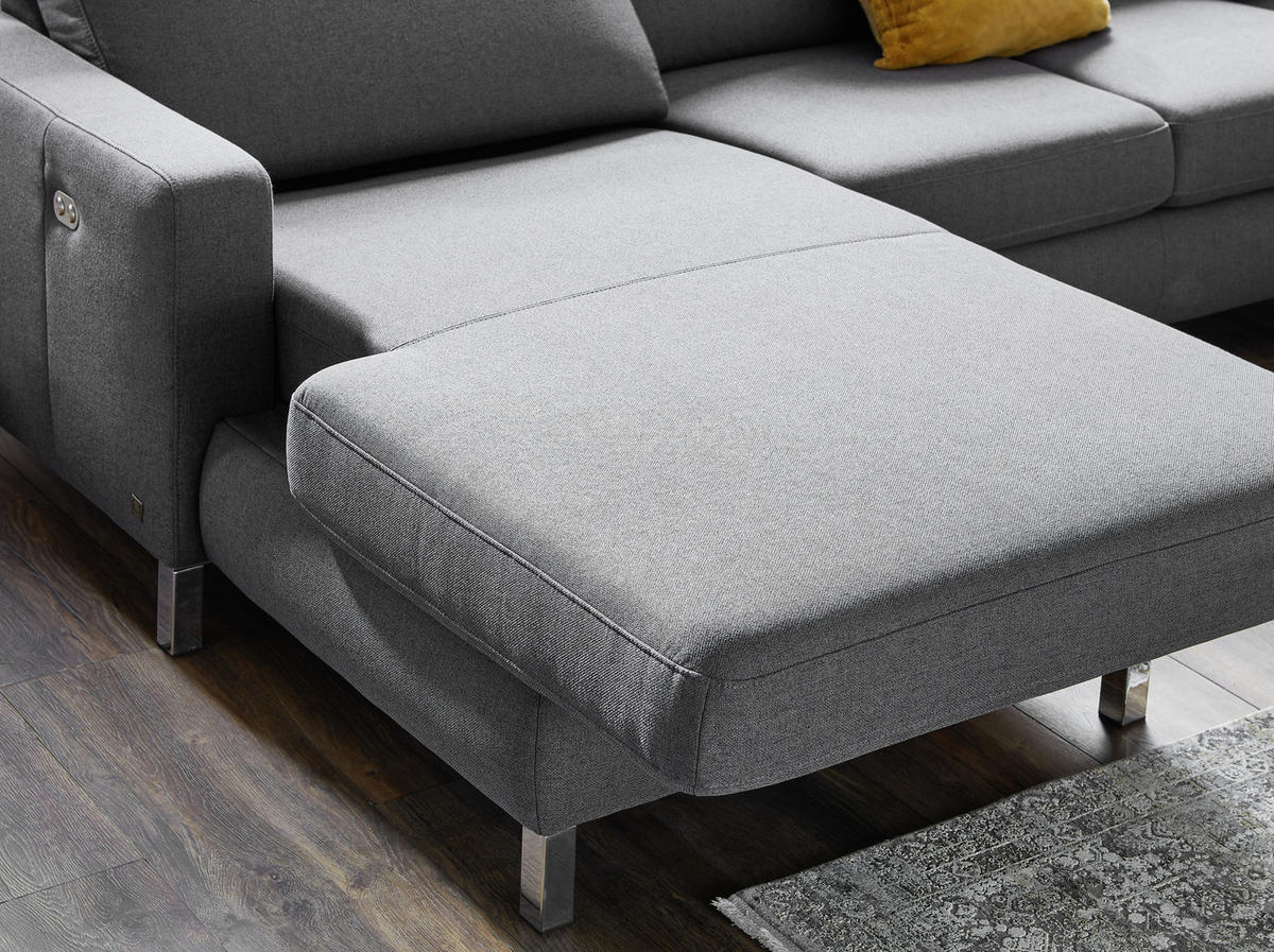 WOHNLANDSCHAFT Dunkelgrau Flachgewebe  - Chromfarben/Dunkelgrau, Design, Textil (219/313/165cm) - Musterring