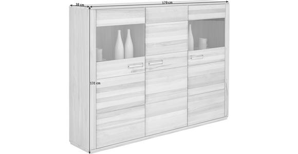 HIGHBOARD in 179/131/38 cm - Edelstahlfarben/Buchefarben, KONVENTIONELL, Glas/Holz (179/131/38cm) - Novel