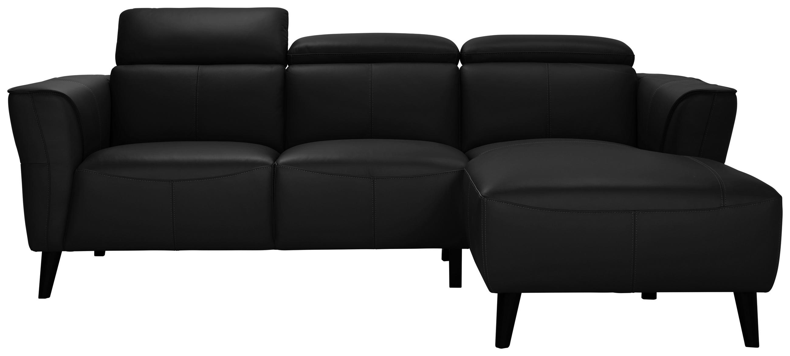 ECKSOFA Schwarz Echtleder  - Schwarz, KONVENTIONELL, Leder (223/92,5/169.5cm) - MID.YOU