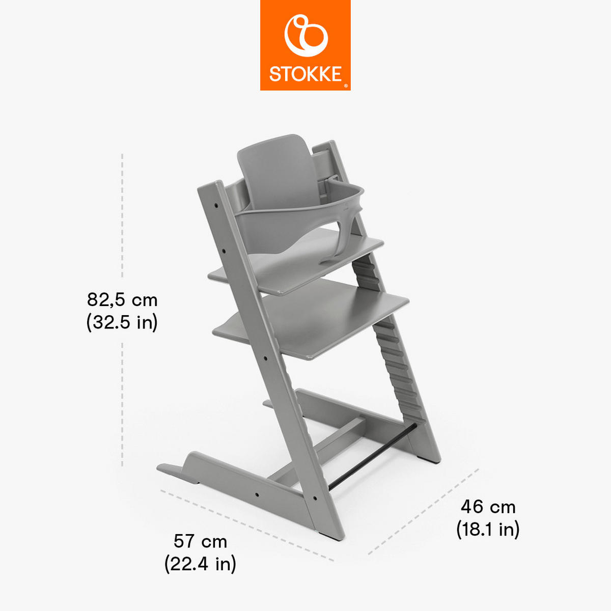 HOCHSTUHL-SET TT Bundles  - Hellgrau, Basics, Holz (83/57/46cm) - Stokke