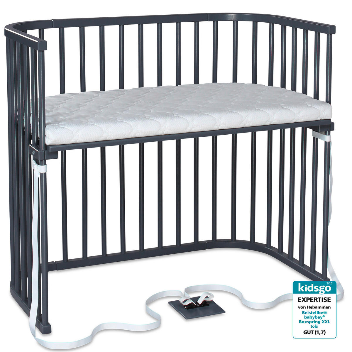 BEISTELLBETT 110/62/96,50 cm  - Grau, Basics, Holz (110/62/96,50cm) - Babybay