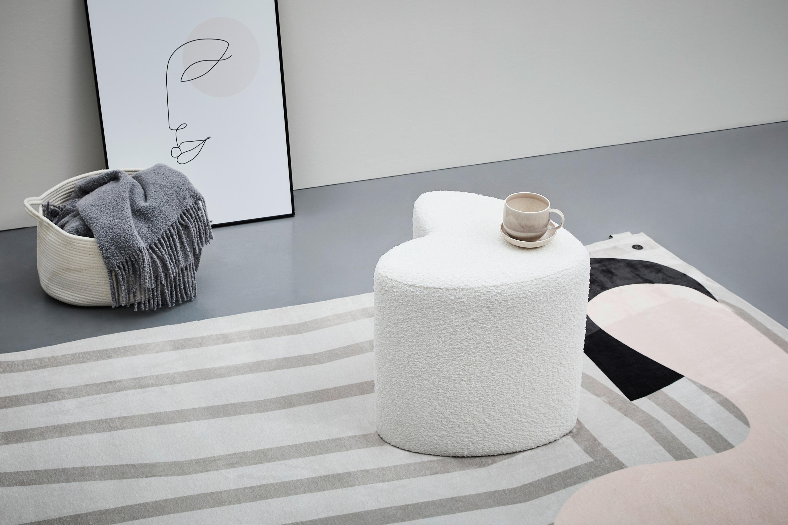 HOCKER Vliesstoff, Bouclé Weiß  - Weiß, Trend, Textil (41/44/41cm) - Xora