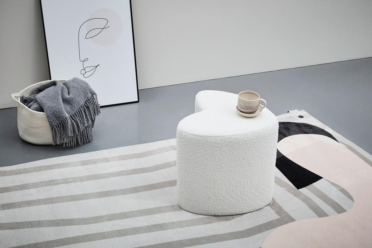 HOCKER Vliesstoff, Bouclé Weiß  - Weiß, Trend, Textil (41/44/41cm) - Xora