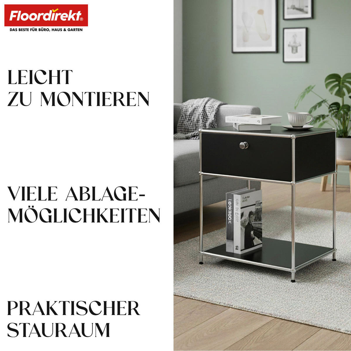 STANDREGAL Schwarz  - Schwarz, Basics, Metall (50/65/40cm) - Floordirekt