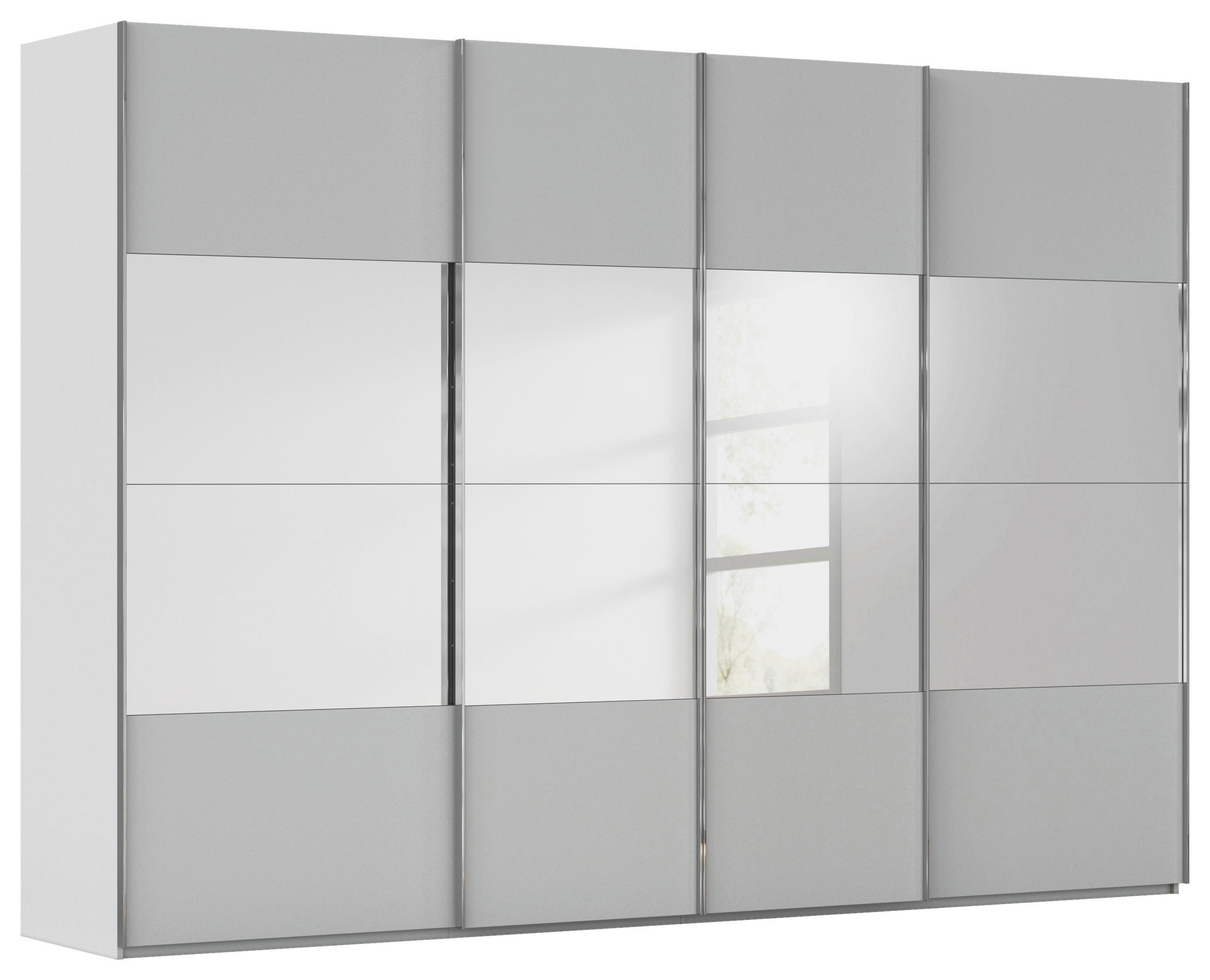 SCHWEBETÜRENSCHRANK 316/223/68 cm 4-türig Seidengrau  - Chromfarben/Seidengrau, Design, Holzwerkstoff/Metall (316/223/68cm) - Novel
