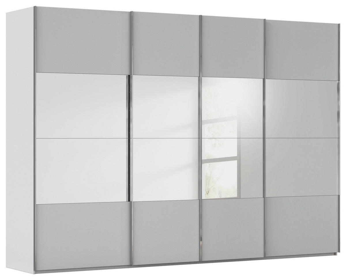SCHWEBETÜRENSCHRANK 316/223/68 cm 4-türig Seidengrau  - Chromfarben/Seidengrau, Design, Holzwerkstoff/Metall (316/223/68cm) - Novel