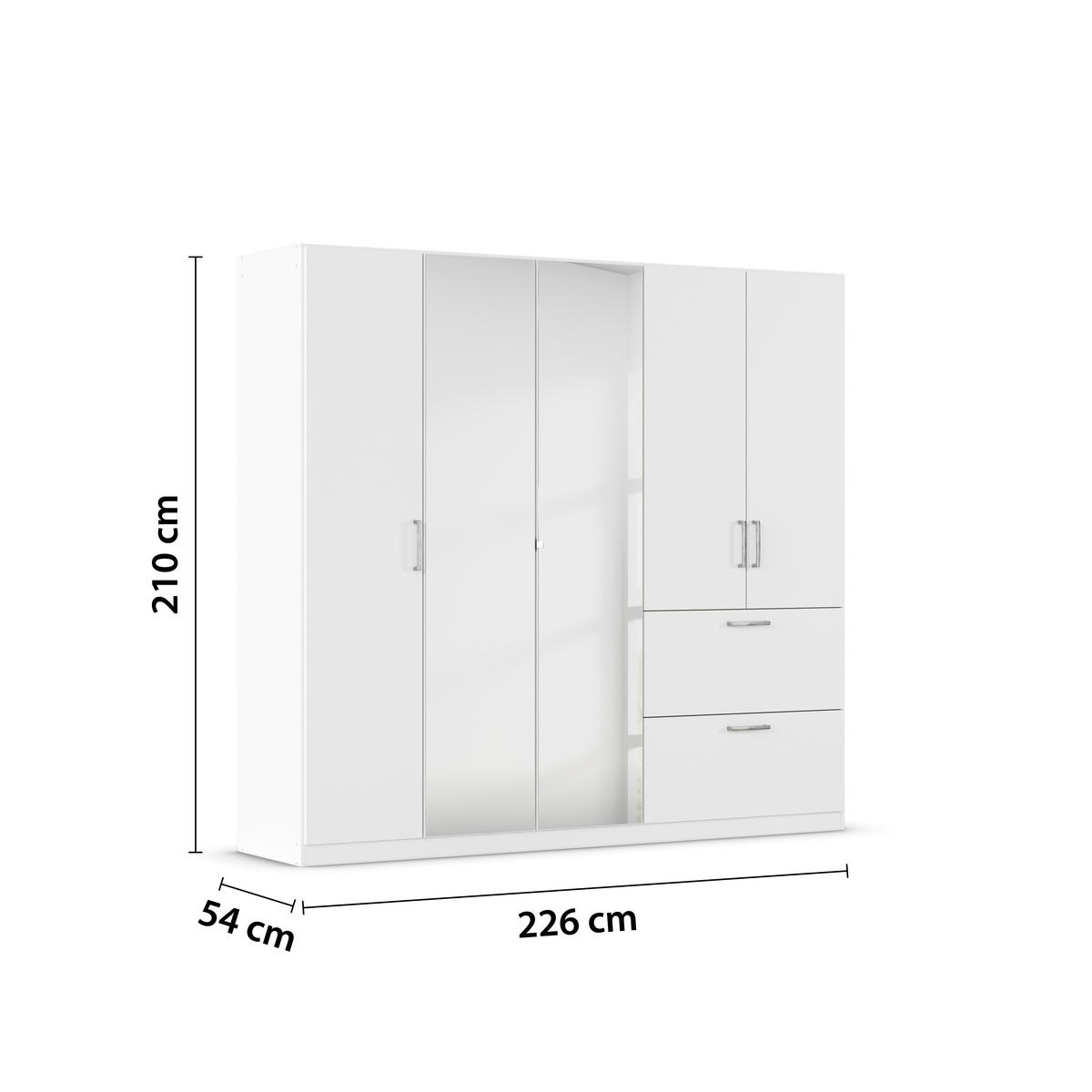DREHTÜRENSCHRANK in Weiss  - Chromfarben/Weiss, Modern, Holzwerkstoff/Kunststoff (225/210/54cm) - Rauch Möbel