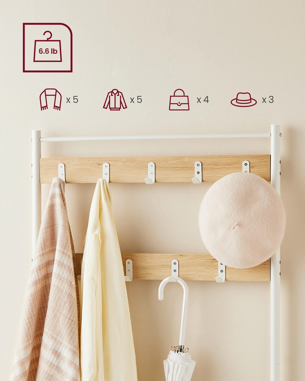 GARDEROBE  in 70/177/32 cm  - Eichefarben/Weiß, Trend, Holzwerkstoff/Metall (70/177/32cm) - Boxxx