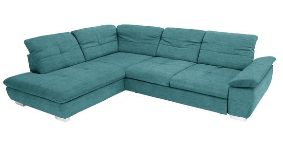 ECKSOFA  in Chenille Türkis, Petrol  242/313 cm  - Türkis/Chromfarben, Design, Textil (242/313cm) - Xora
