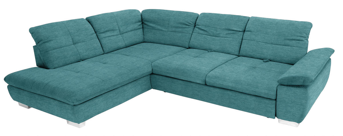 ECKSOFA Türkis, Petrol Chenille  - Türkis/Chromfarben, Design, Textil (242/313cm) - Xora