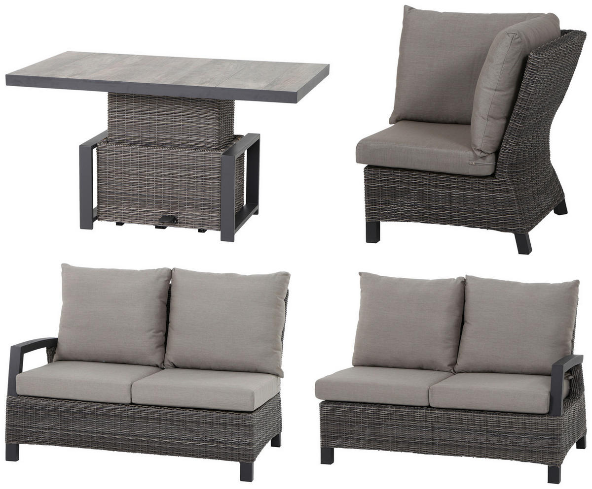 LOUNGEGARNITUR 3-teilig   219/88/219 cm Aluminium  - Grau, Basics, Keramik/Kunststoff (219/88/219cm) - Siena Garden