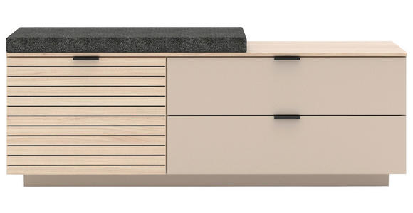 GARDEROBENBANK in 130/51/38 cm - Kaschmir/Eichefarben, Design, Textil/Metall (130/51/38cm) - Xora