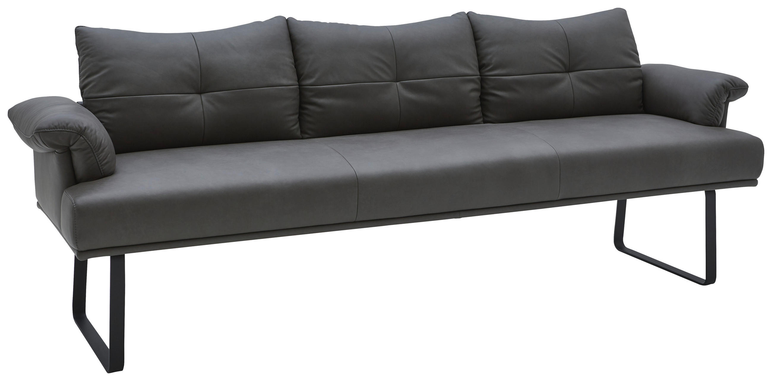 SITZBANK 239/86/69 cm  in Anthrazit, Schwarz  - Anthrazit/Schwarz, Design, Leder/Holz (239/86/69cm) - Dieter Knoll