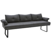 SITZBANK 239/86/69 cm  in Anthrazit, Schwarz  - Anthrazit/Schwarz, Design, Leder/Holz (239/86/69cm) - Dieter Knoll